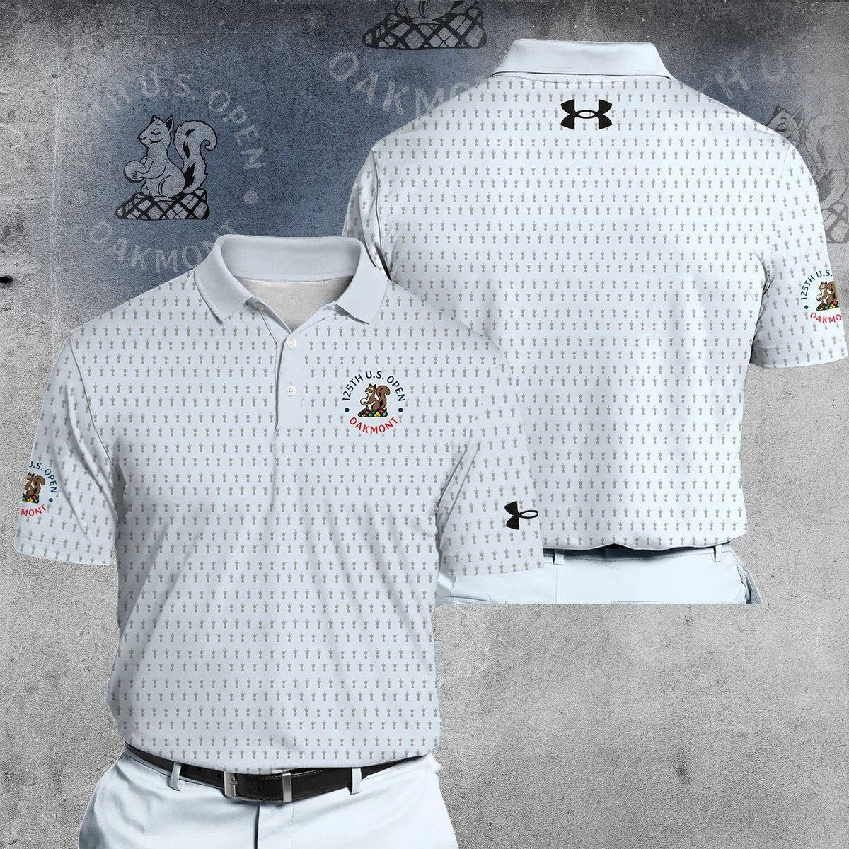 125th U.S. Open Oakmont Light Blue V2 UA Men Polo Shirt U.S. Open Merch Golf Gifts For Golfers