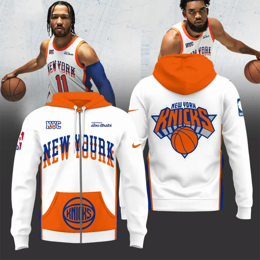 2024 25 New York Knicks Nike City Zip Hoodie Good Gifts For Basketball Fans
