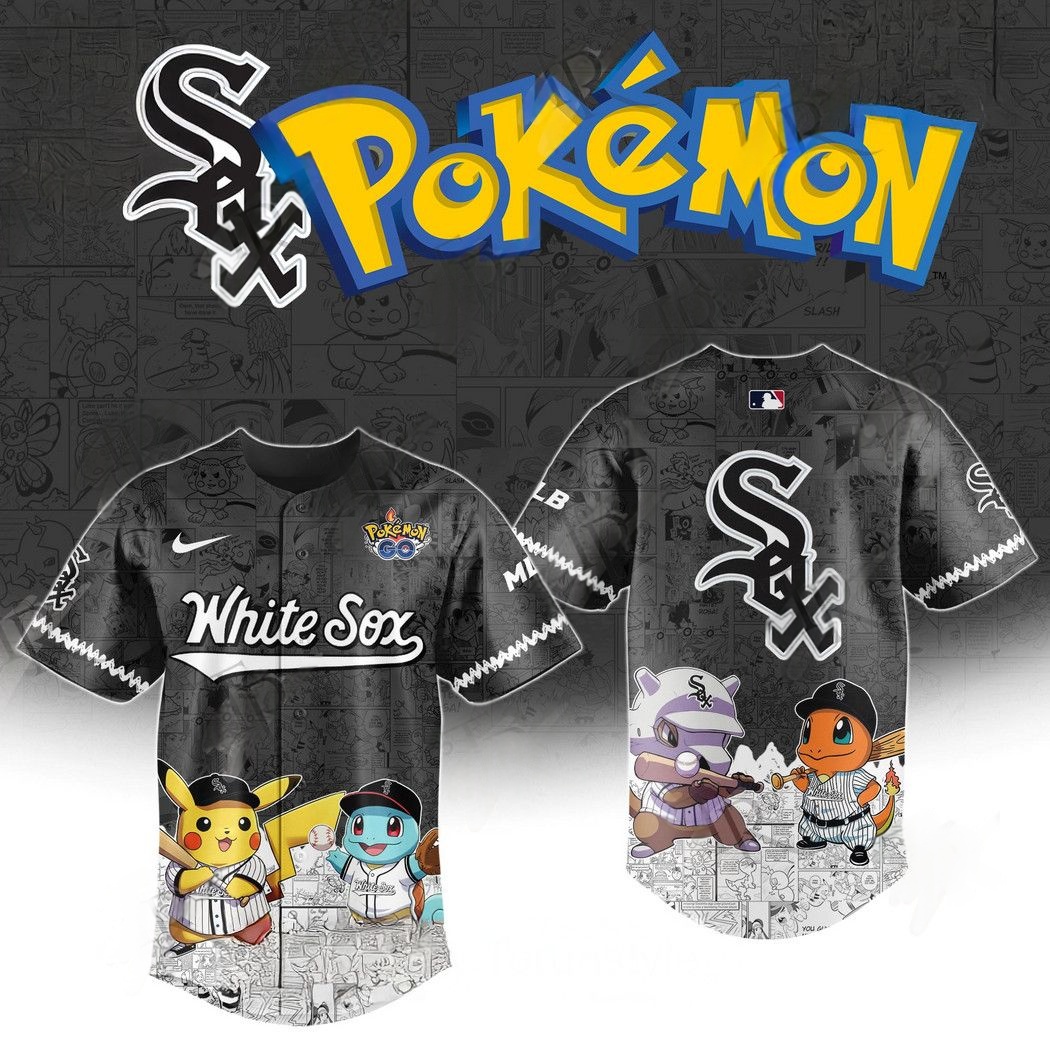 2025 Chicago White Sox Pokemon Go Special Edition Baseball Jersey Baseball Father's Day Gifts - Black, 2XL