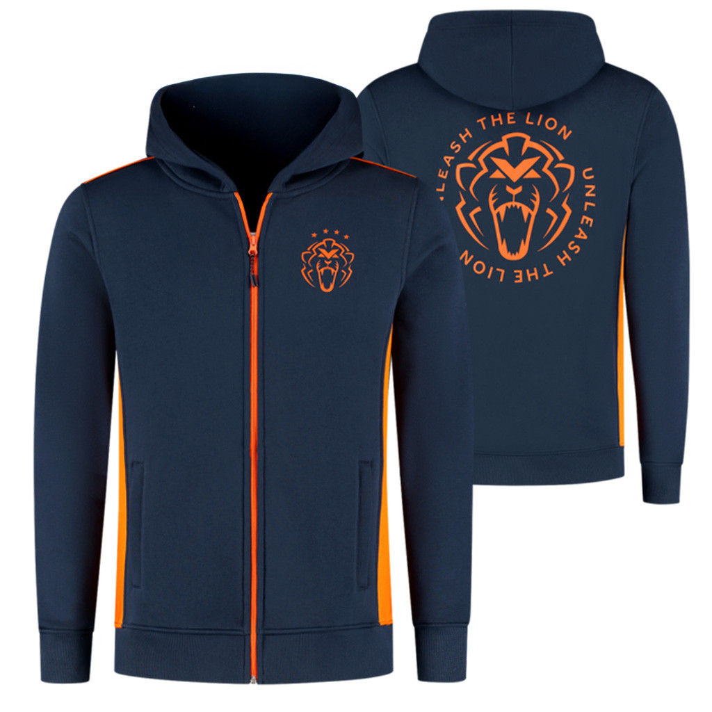 2025 Orange Lion Navy Zip Hoodie Max Verstappen Merch Red Bull Racing Gear Gifts For Fans