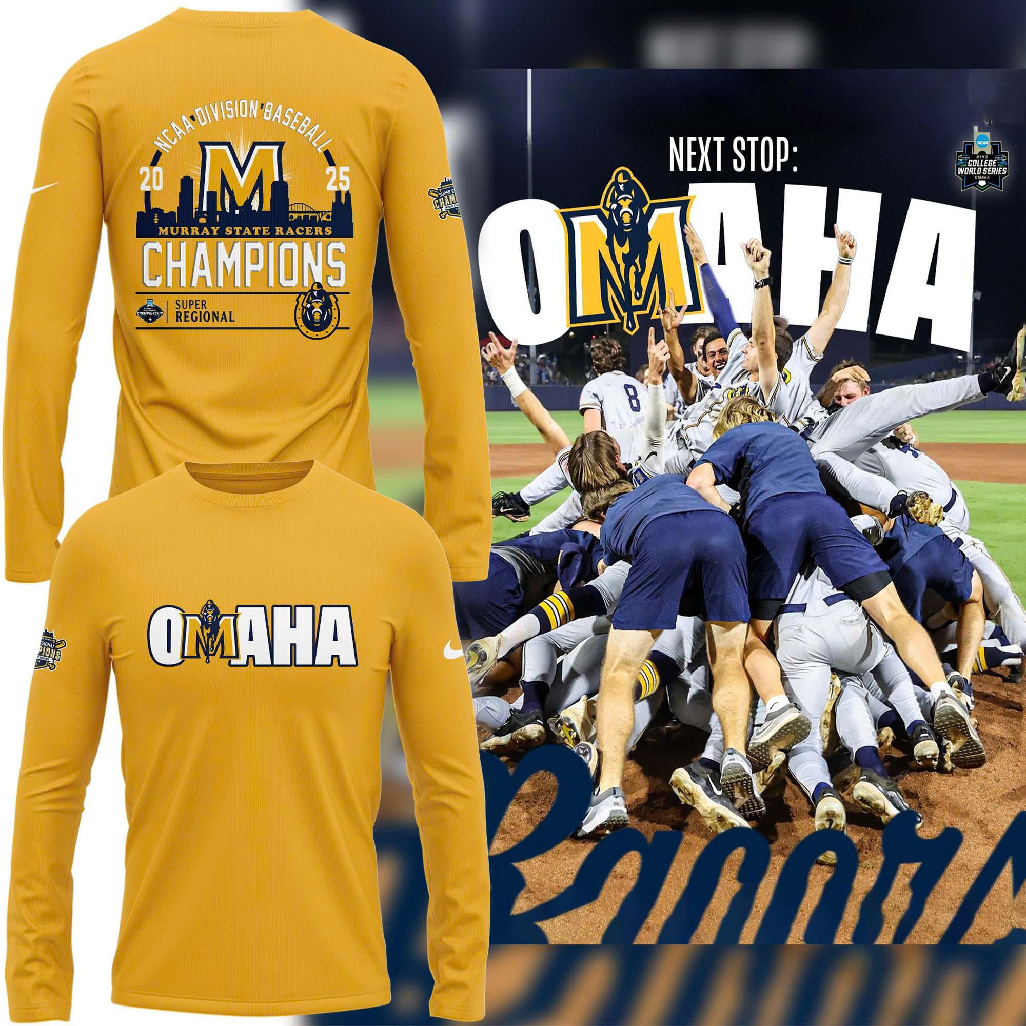 2025 Super Regional Champions Murray State Baseball Long Sleeve Shirt Fans Gifts