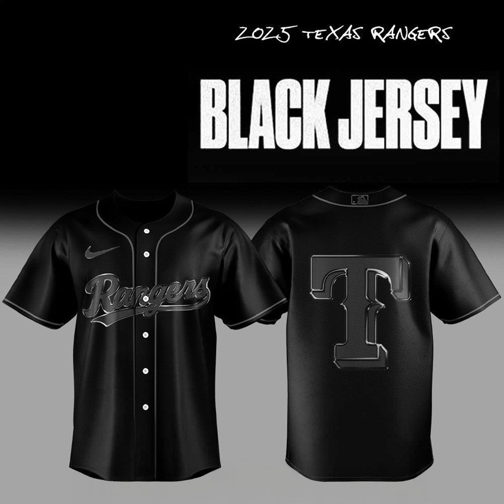 2025 Texas Rangers Back In Black Jersey Texas Rangers Merch Cool Gifts For Baseball Lovers