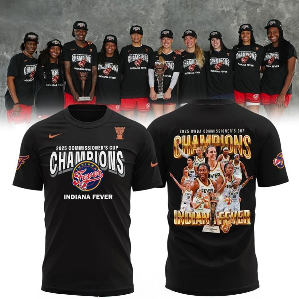 2025 WNBA Commissioner's Cup Champions Indiana Fever Black T-Shirt WNBA Merch Wife Gifts