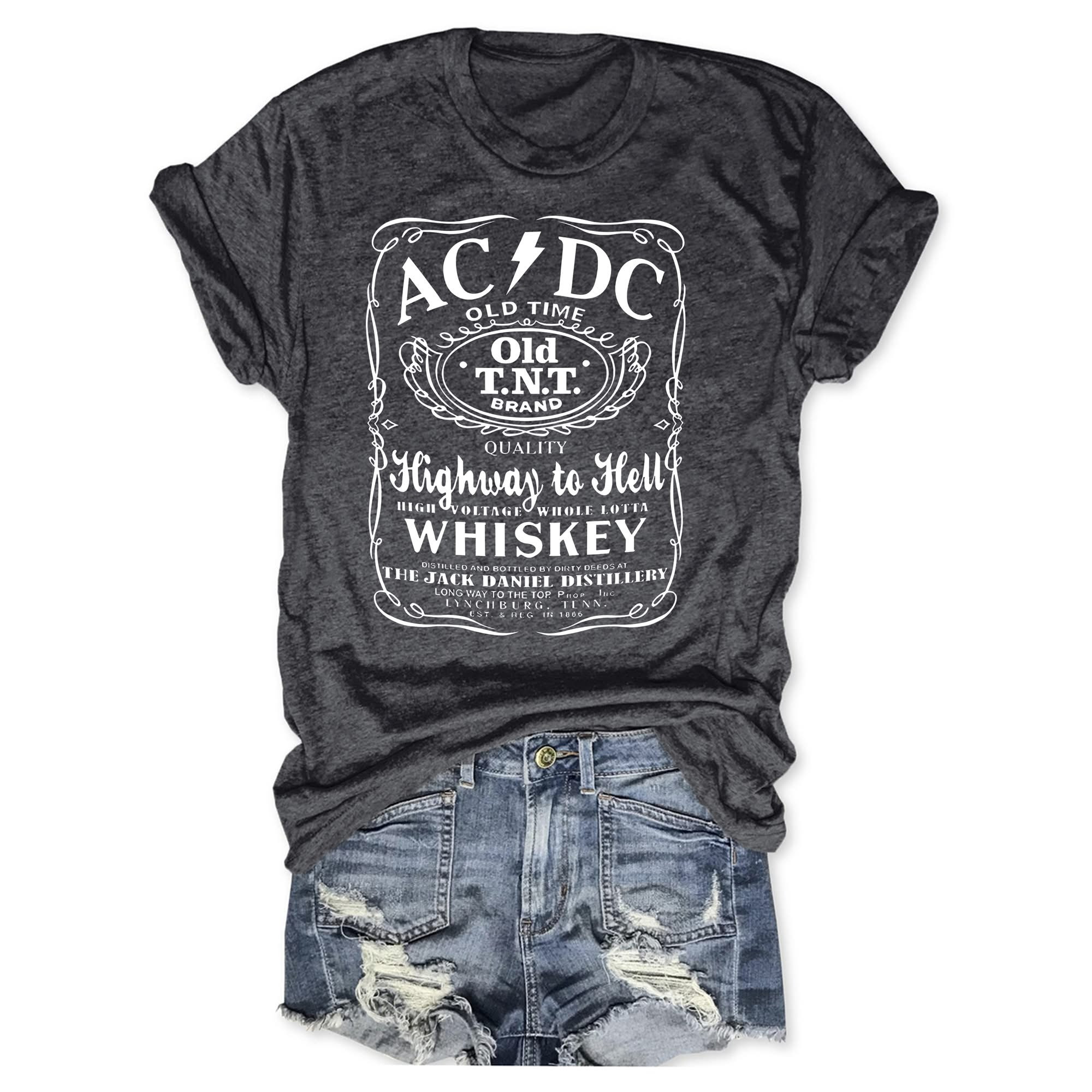 AC’DC Band Old Time Highway To Hell Whiskey T-Shirt Women’s ACDC Fan Merch Gifts For Her