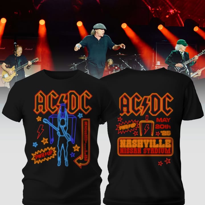 ACDC Power Up May 20th 25 Nashville Nissan Stadium T-Shirt ACDC Merch Best Gift For Fans - Black, XL