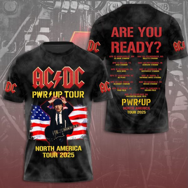 ACDC Pwr Up North America Tour 2025 Are You Ready Shirt Rock Band Gifts For Fans