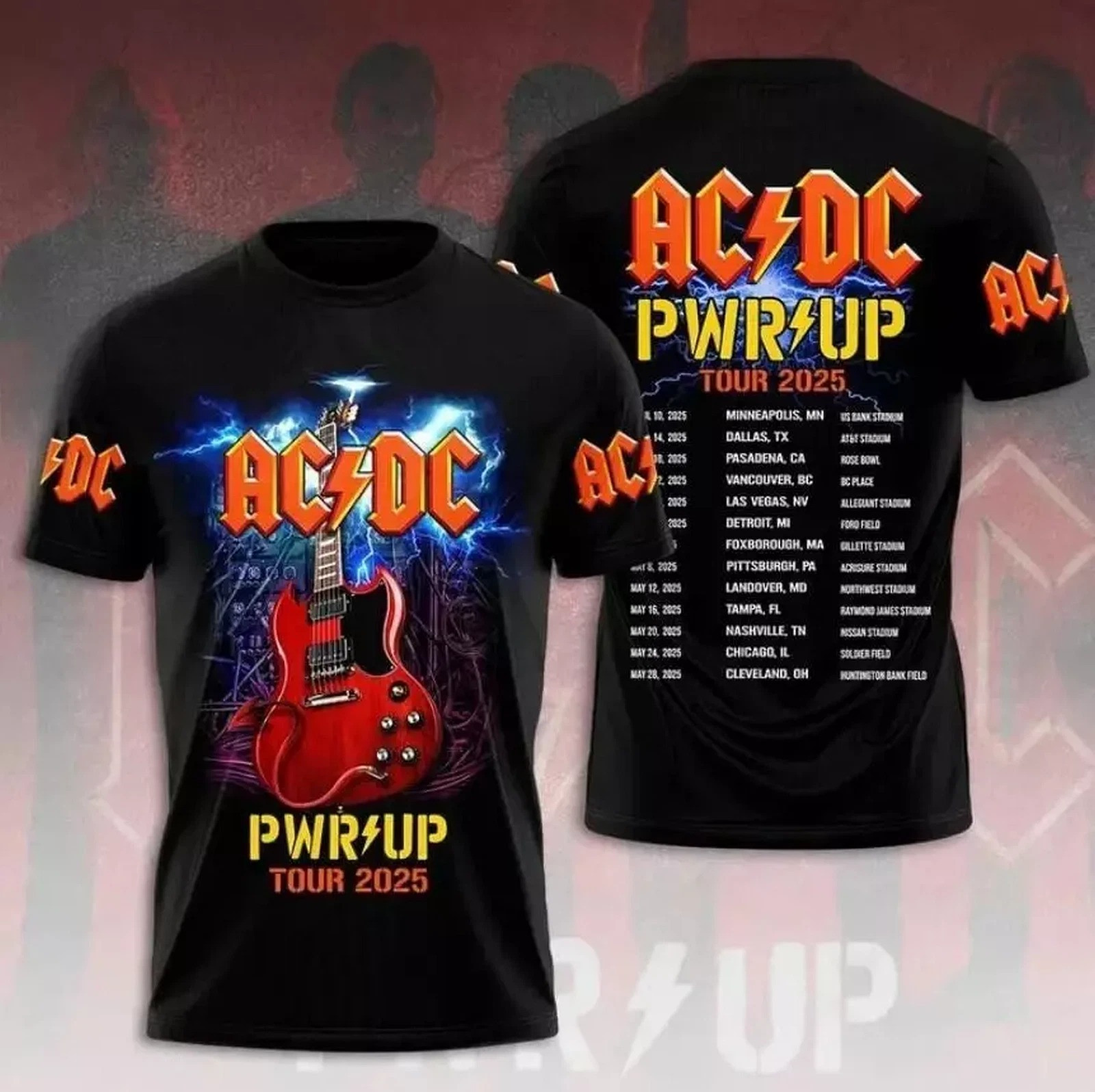 ACDC Pwr up Tour 2025 North America 3D Shirt Rock Band Gift Fans