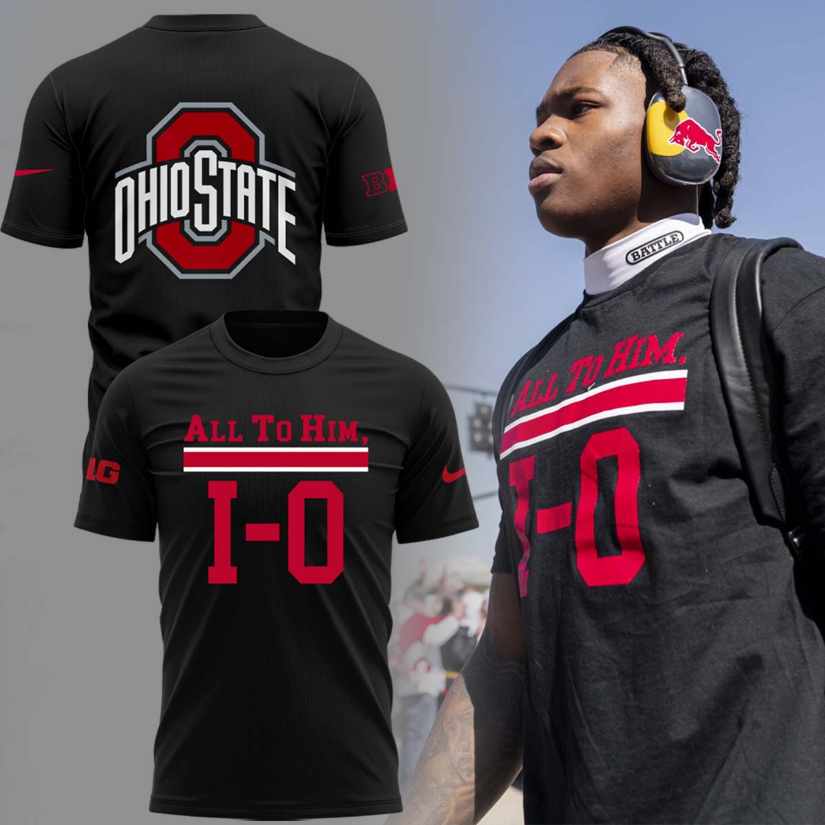 All To Him, I-O Ohio Buckeyes Black T-Shirt Best Gift For Friend - M