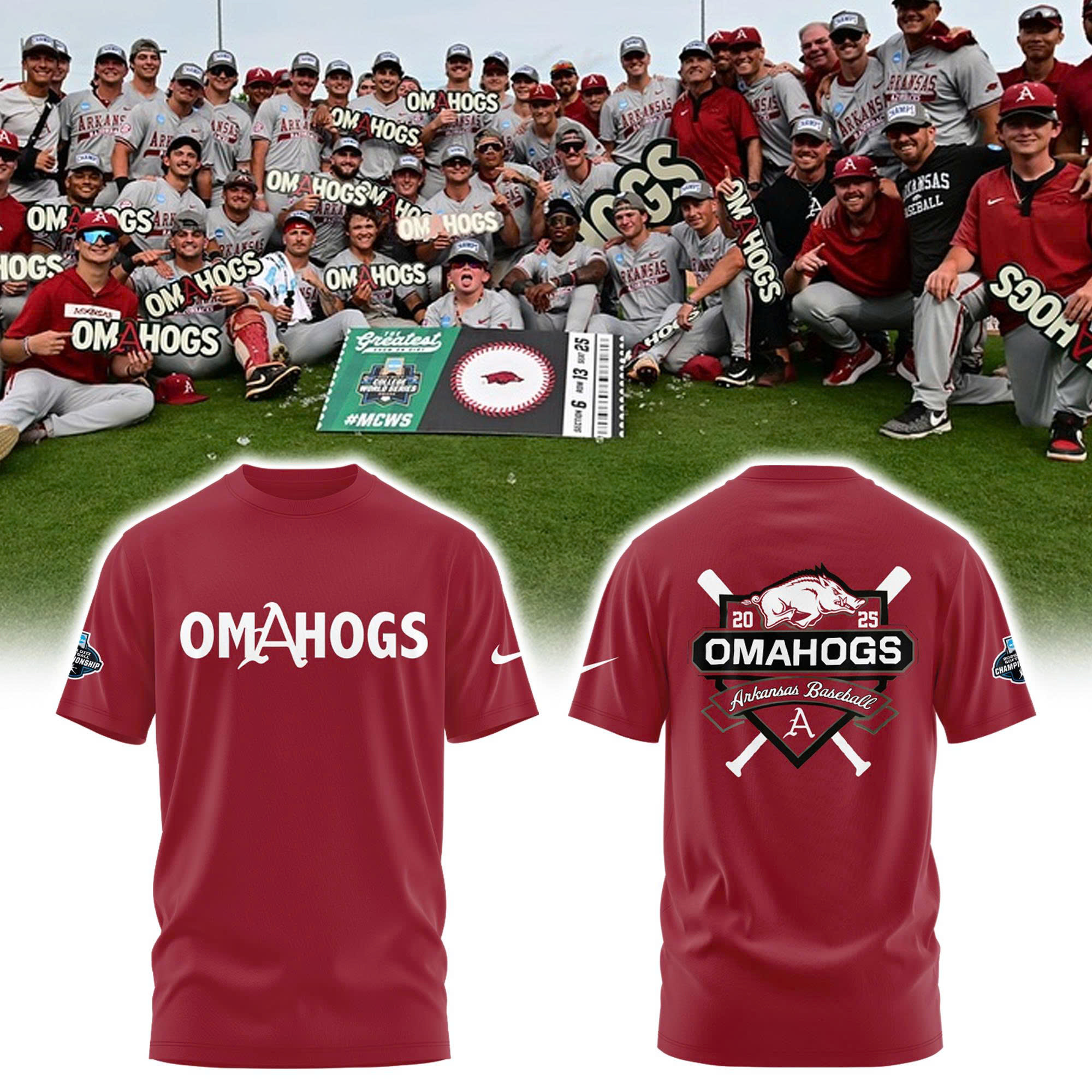 Arb 2025 Omahogs Shirt Arkansas Razorbacks T-Shirt Gifts For Baseball Lovers