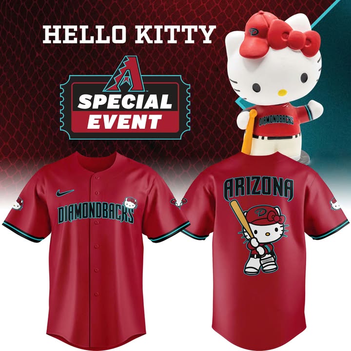 Arizona Diamondbacks Hello Kitty Jersey Baseball Father's Day Gifts - Cherry Red, M