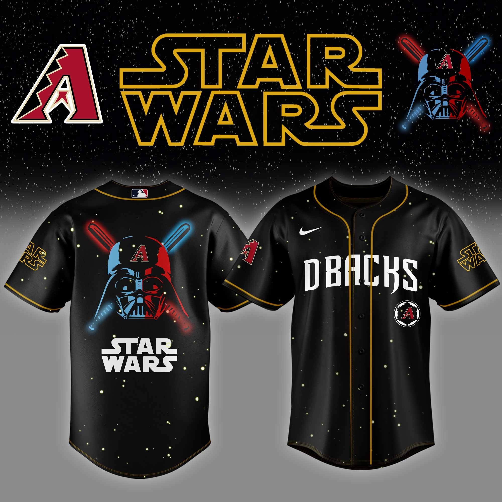 Arizona Diamondbacks MLB x Star Wars Jersey Best Gifts For Baseball Fans Father's Day Gifts