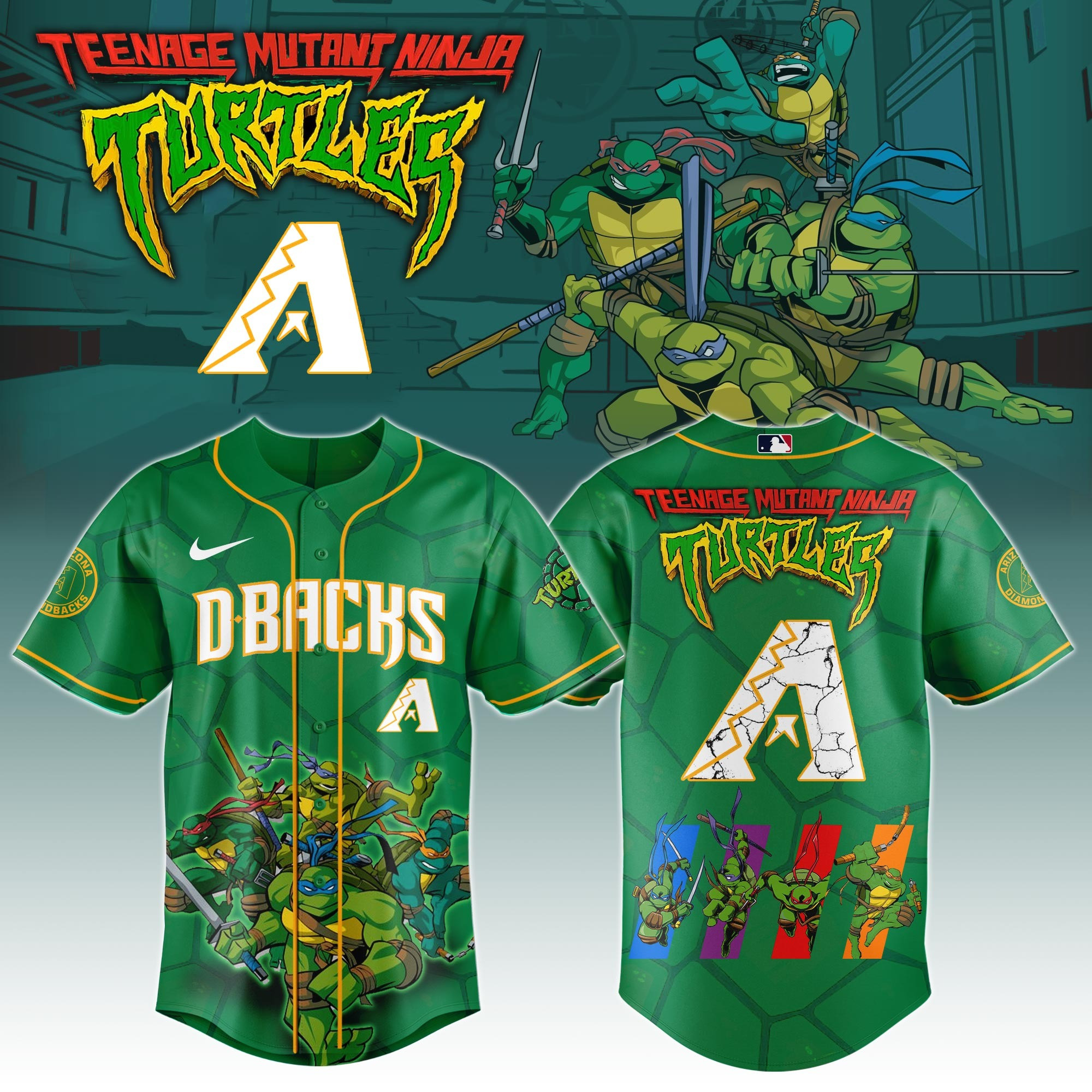 Arizona Diamondbacks Ninja Turtles Night Game Jersey MLB Baseball Fan Gifts For Him