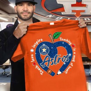 Astros Teachers' Pride Heart of Teaching T-Shirt Gifts For Men Women - Orange, S