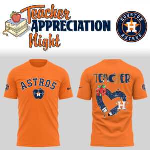 Astros x Teacher Appreciation Night T-Shirt Gifts For Baseball Players Baseball Fan Gifts - Orange, M