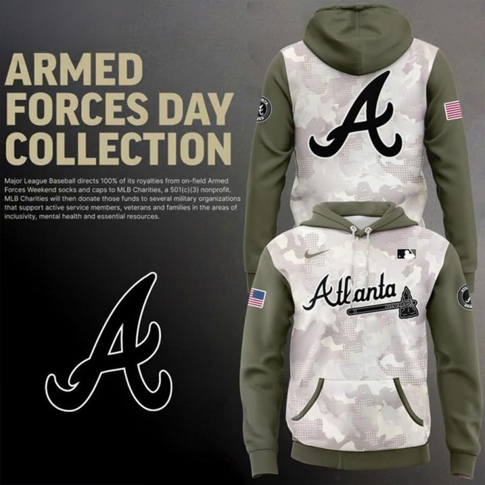 Atlanta Braves 2025 Armed Forces Day Collection Hoodie Atlanta Braves Merch Father’s Day Gifts
