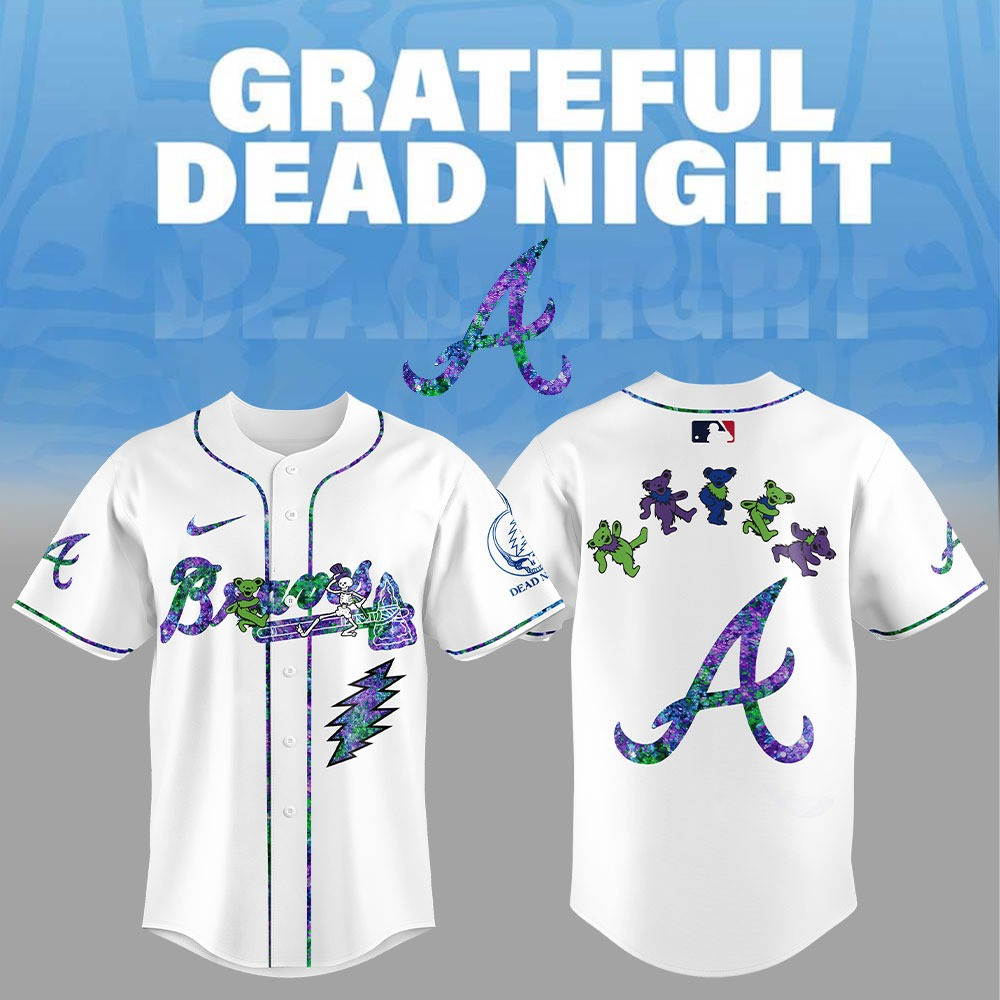 Atlanta Braves 2025 Grateful Dead Night Jersey MLB Baseball Merch Fan Father's Day Gifts