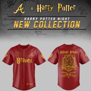Atlanta Braves x Harry Potter Night Gryffindor House Jersey Baseball Father's Day Gifts - Red, 2XL