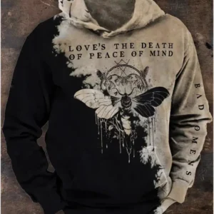 Bad Omens Hoodie Mens Rock Band Moth Tie Dye Hoodie Love Is The Death Of Peace Of Mind