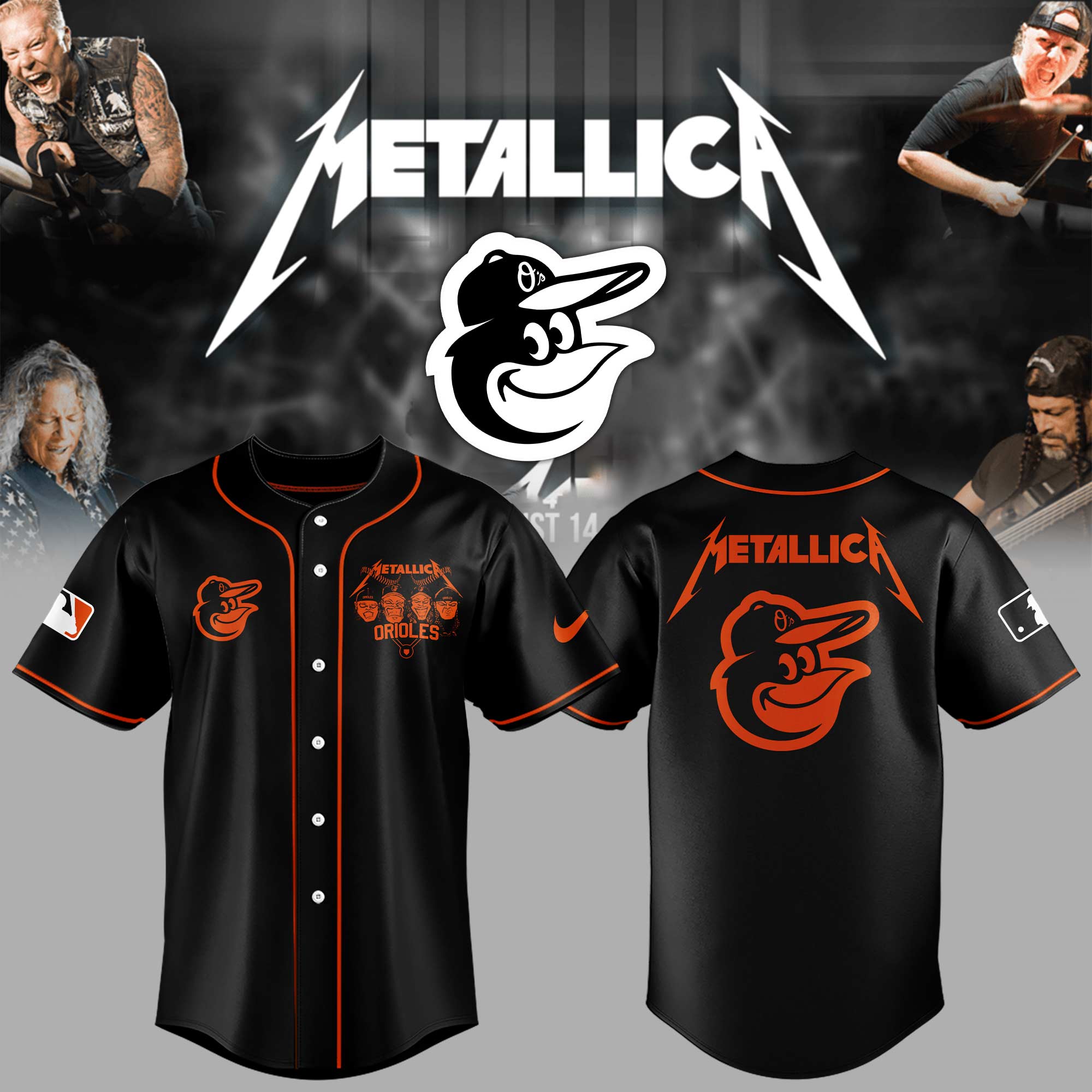 Baltimore Orioles Baseball Metallica Night Black Jersey Gift For Baseball Lover - Black, L