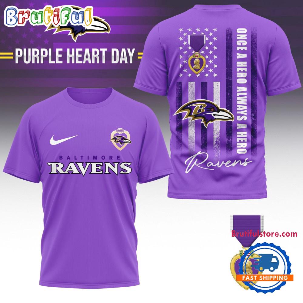 Baltimore Ravens National Purple Heart Day  Edition 3D Shirt