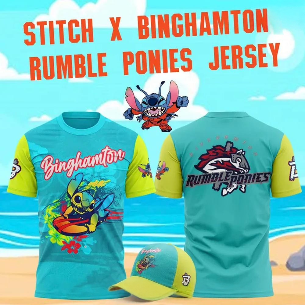 Binghamton Rumble Ponies x Stitch 2025 Special T-Shirt Father’s Day Gifts
