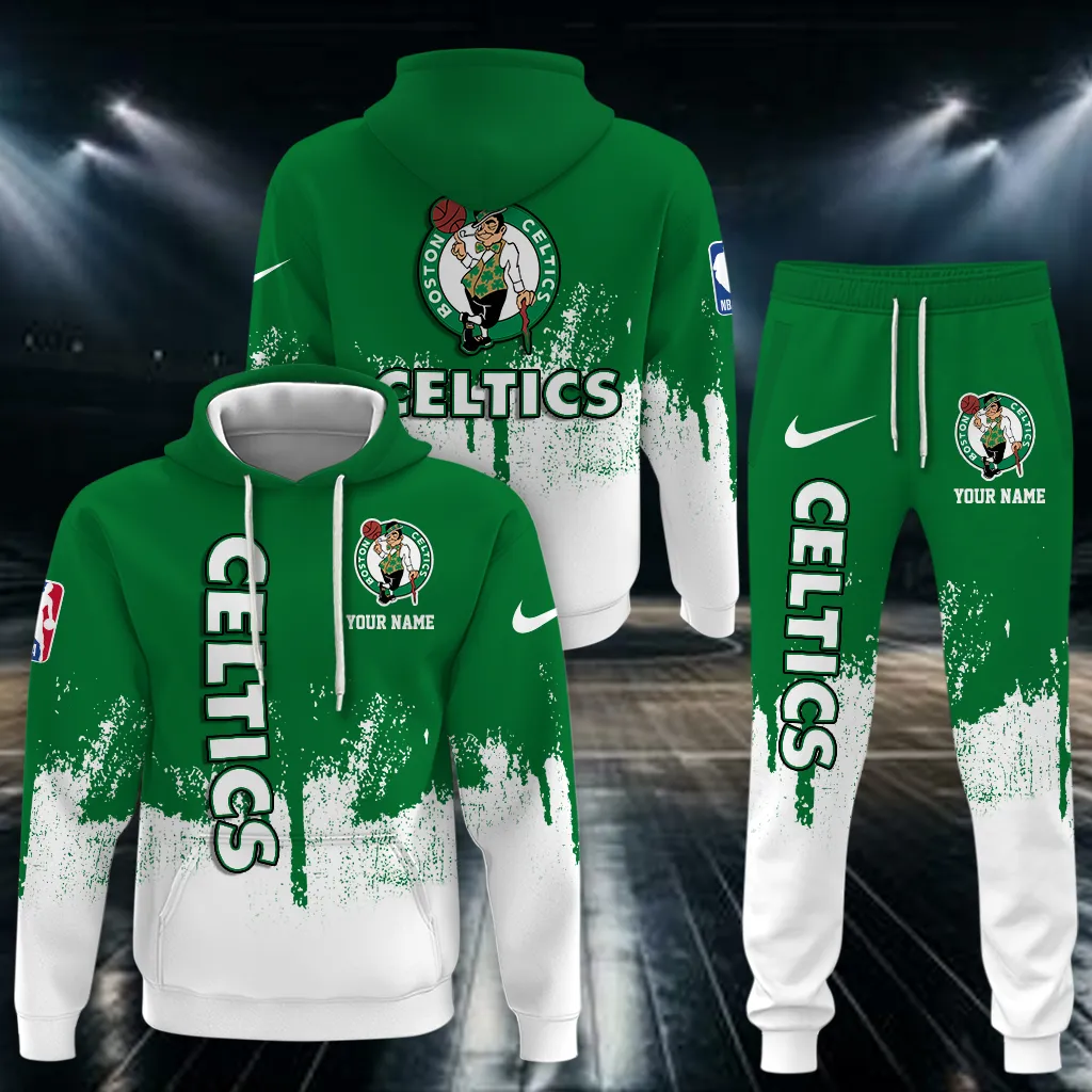 Boston Celtics Hoodie Sweatpants Set Sport Gifts For Fans NB10