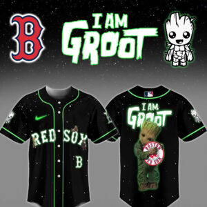 Boston Red Sox x I Am Groot Baseball Jersey Cool Baseball Gifts