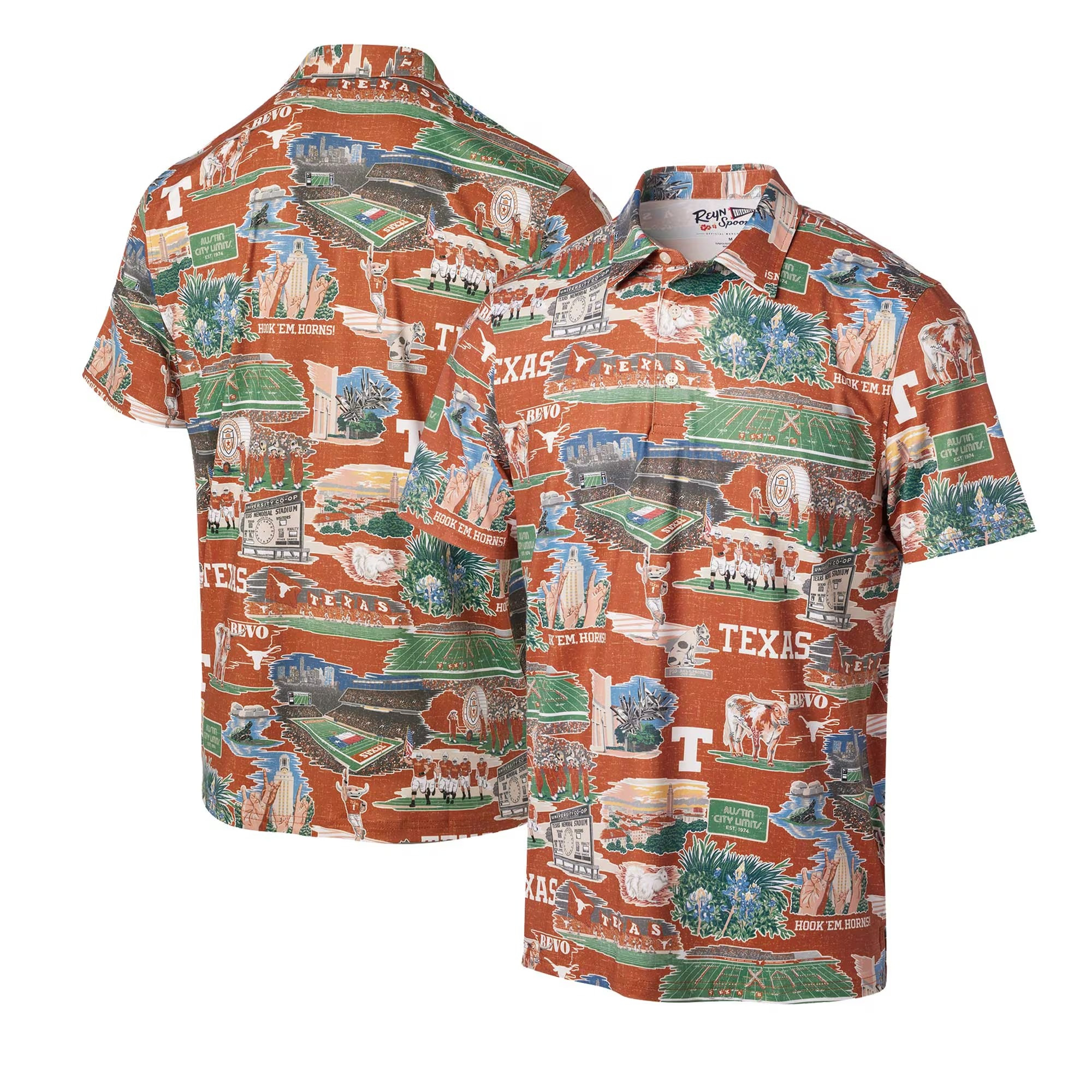 Burnt Orange Texas Longhorns Polo Shirt NCAA Aloha Shirt Gifts For Father's Day From Wife