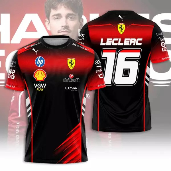 Charles Leclerc 3D F1 T-Shirt Gift For Racing Fans