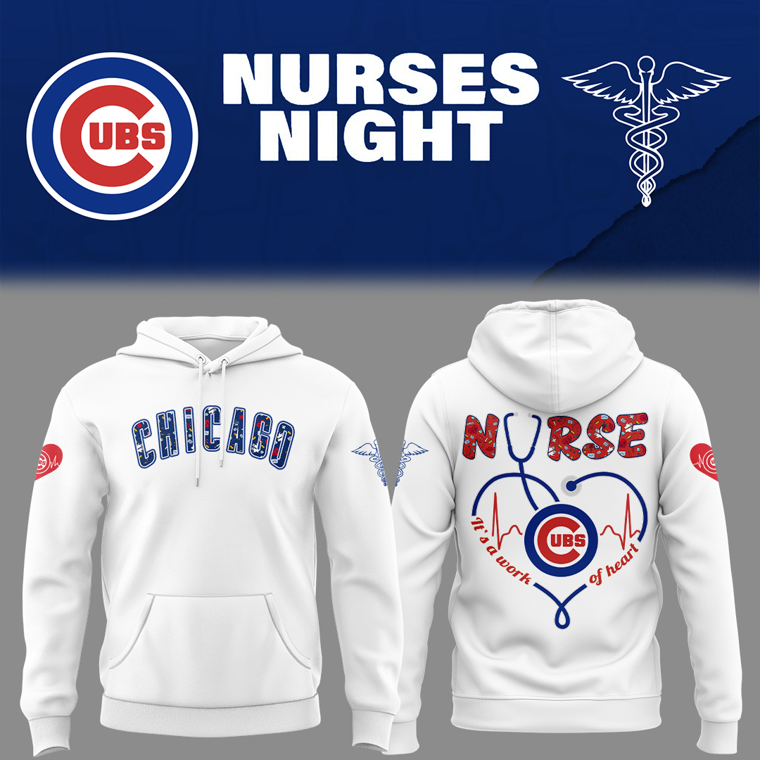 Chicago Cubs Baseball Nurses Night Hoodie Gift Ideas For Baseball Players - White, M