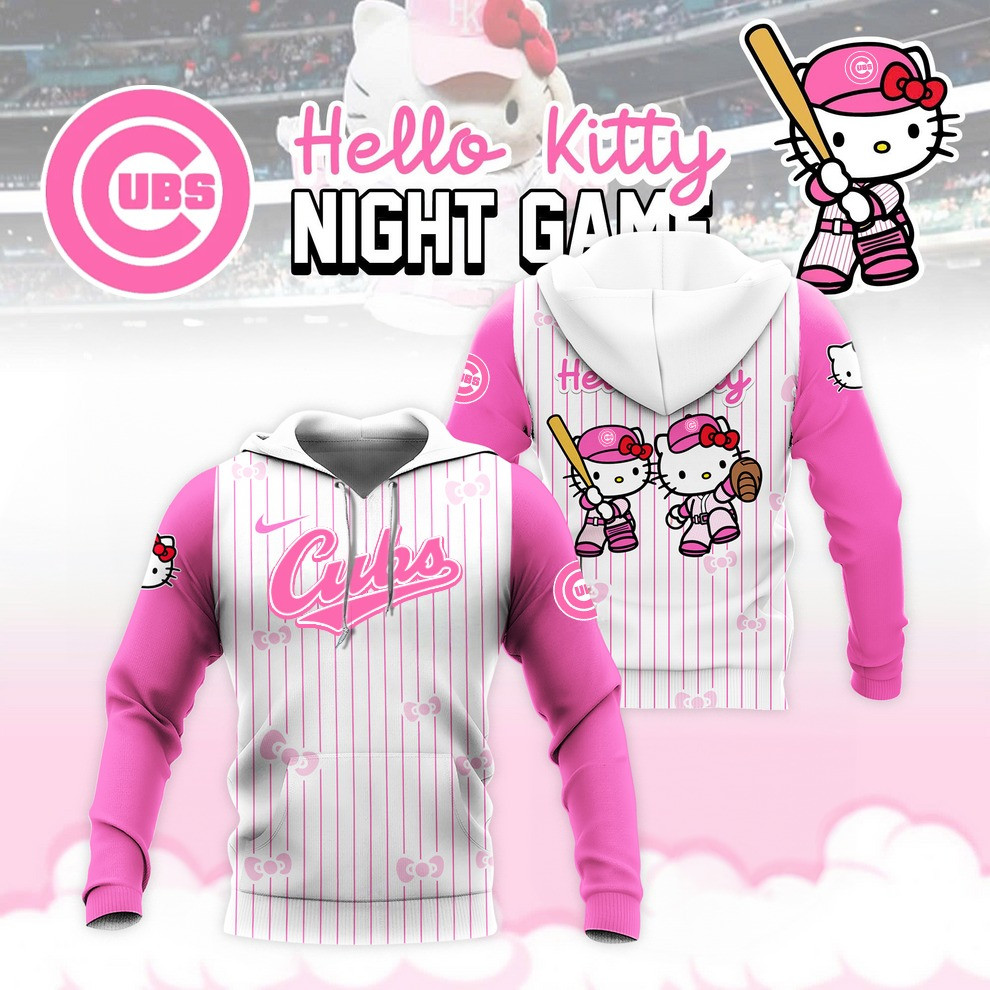 Chicago Cubs Hello Kitty Night Game Hoodie Baseball Lover Best Cute Gifts For Cubs For Her