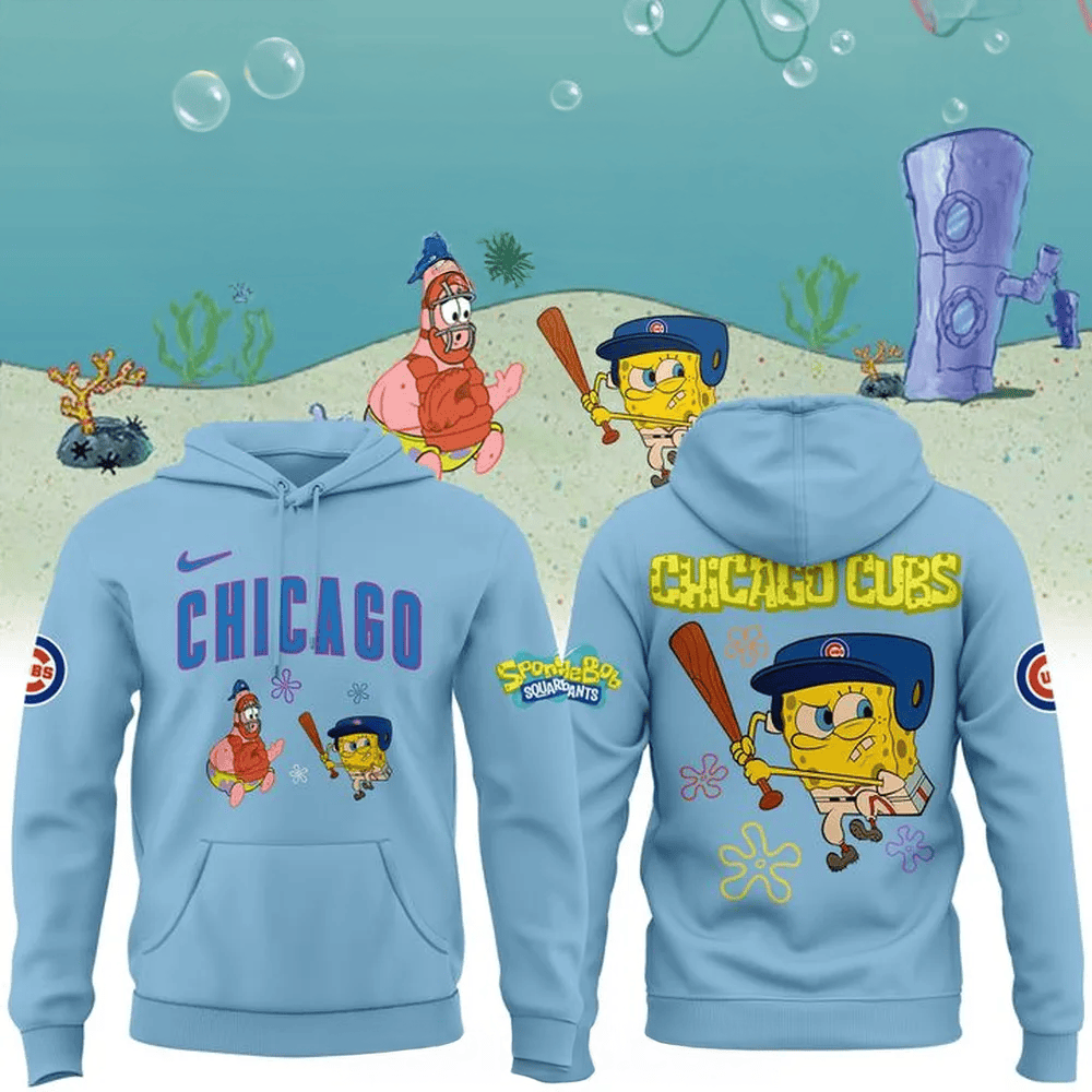 Chicago Cubs SpongeBob SquarePants 2025 Hoodie Chicago Cubs Merch Father'sDay Present Ideas