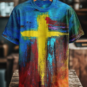 Christ Cross Colorful T-Shirt Christian Apparel Top Father's Day Gifts