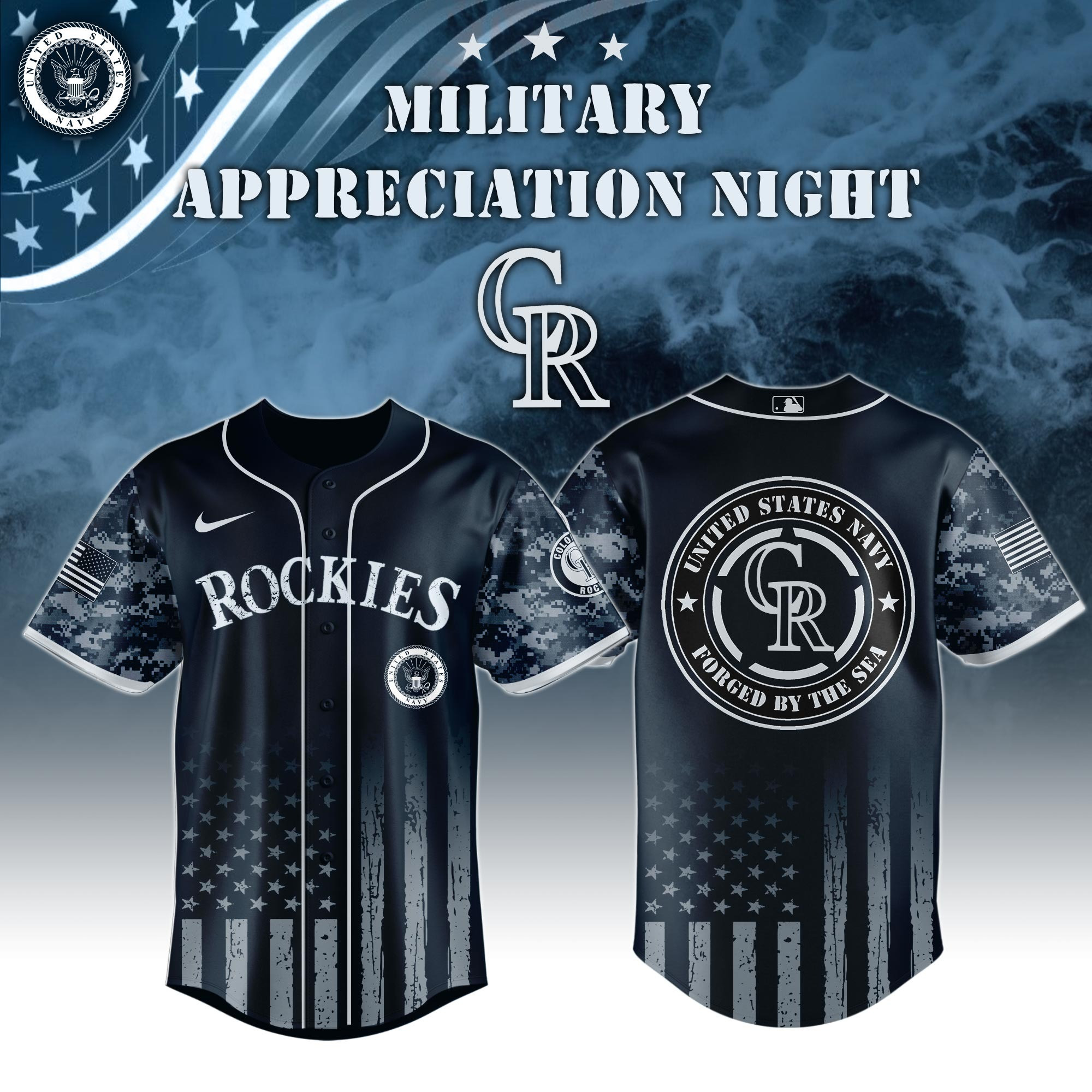 Colorado Rockies MLB x Navy Military Appreciation Night Jersey Gifts For Baseball Lovers