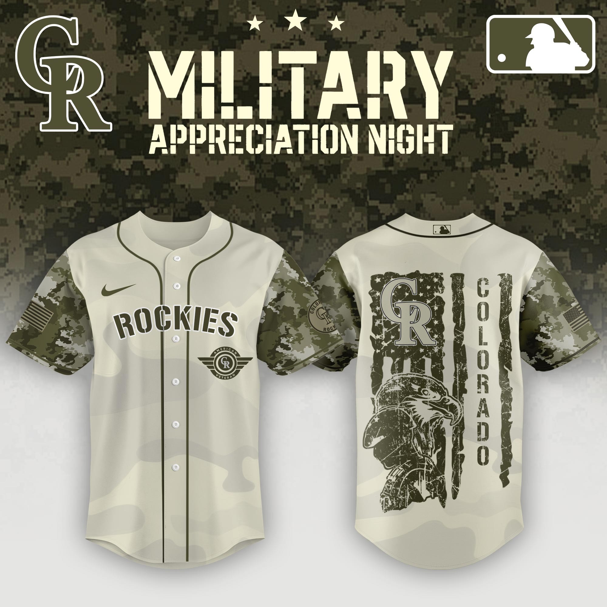 Colorado Rockies x MLB 2025 Armed Forces Day Night Jersey Baseball Lover Gift Ideas