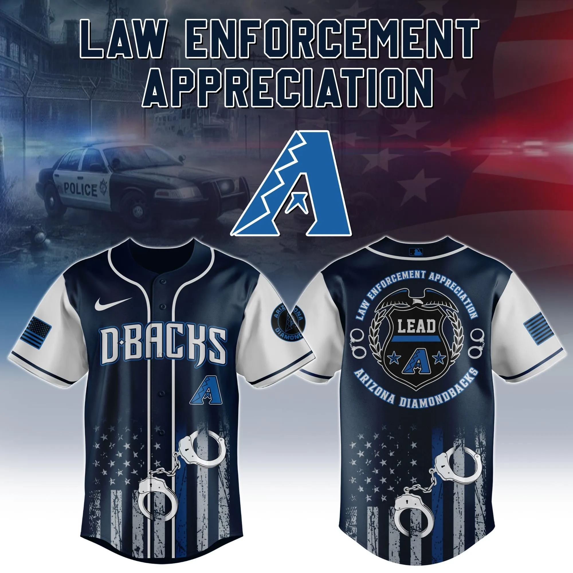 Comfimerch Arizona Diamondbacks MLB x Law Enforcement Appreciation Day Jersey Personalized Baseball Jersey For Fan