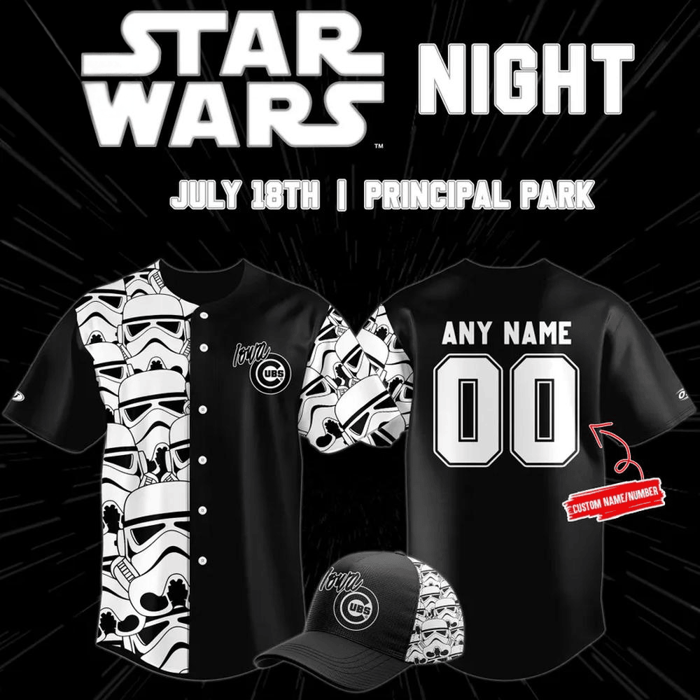 Custom Iowa Cubs Star Wars Night 2025 Baseball Jersey Iowa Cubs Merch Top Father's Day Gifts