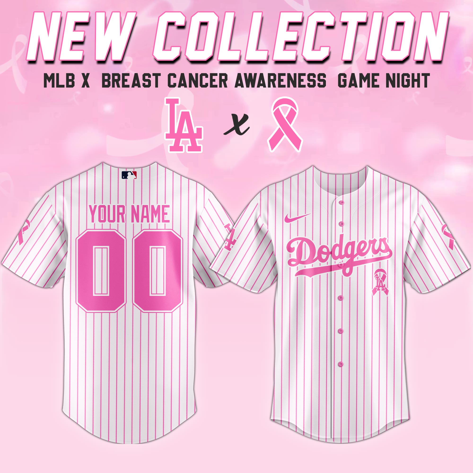 Custom Los Angeles Dodgers x Breast Cancer Awareness Game Night Jersey Gift Ideas For Baseball Players - White, XL