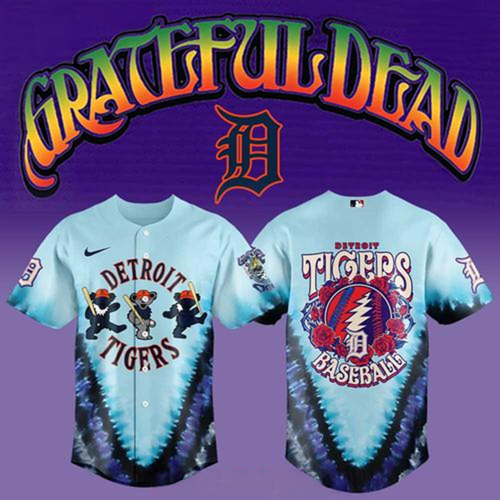 Detroit Tigers Grateful Dead 60th Anniversary Special Baseball Jersey Detroit Tigers Merch