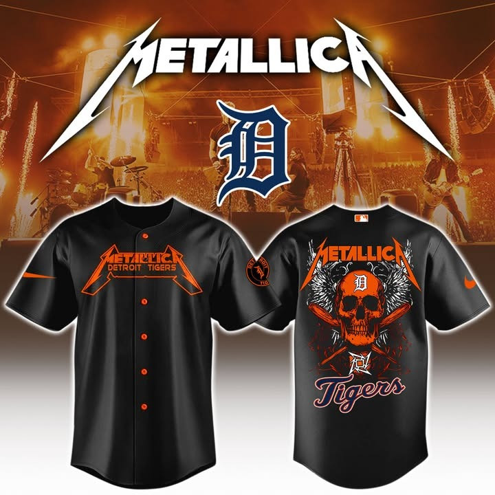 Detroit Tigers X Metallica 2025 Jersey MLB Merch Baseball Cool Gifts For Metallica Fans