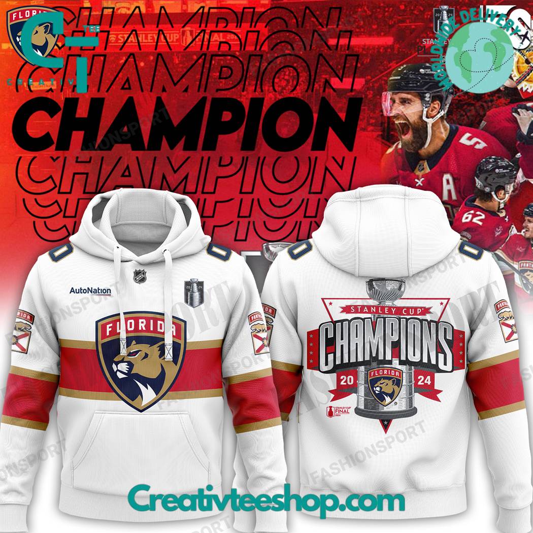 Florida Panthers 2024 Stanley Cup Champions White Hoodie
