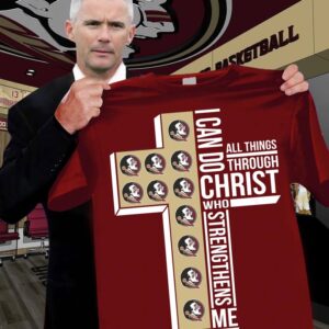 Florida State Seminoles Faith T-Shirt I Can Do All Things Through Christ Who Strengthens Me Florida State Seminoles Merch Gift For Football Players - Red, 2XL