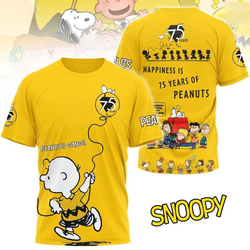 Happiness Is 75 Years Of Peanuts T-Shirt 75Th Anniversary Best Gifts For Peanuts Snoopy Fans
