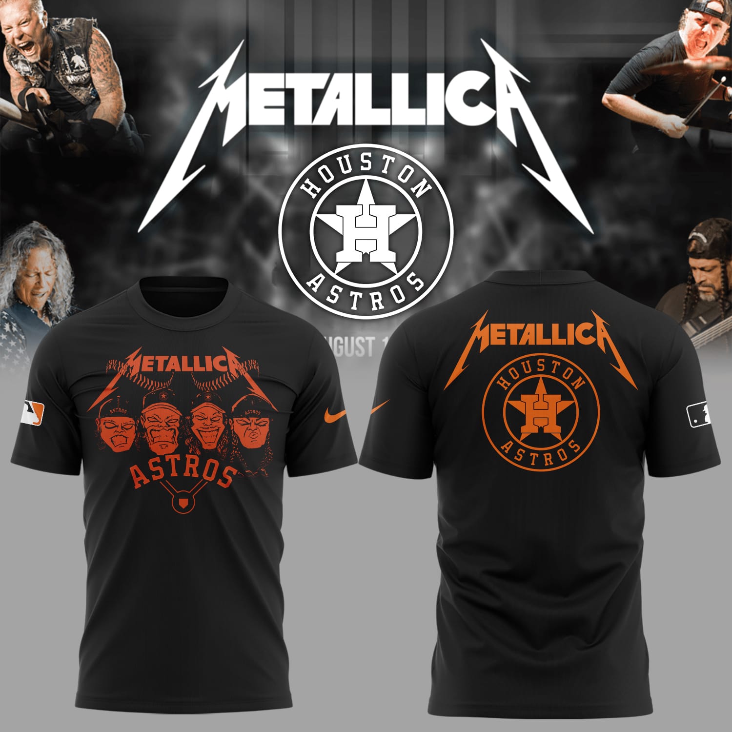 Houston Astros Baseball Metallica Night T-Shirt Gift For Baseball Lover - Black, L