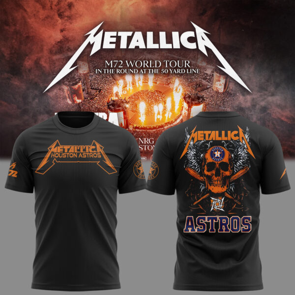 Houston Astros Metallica M72 World Tour T-Shirt Astros Merch Gift Ideas For Baseball Players - Black, L