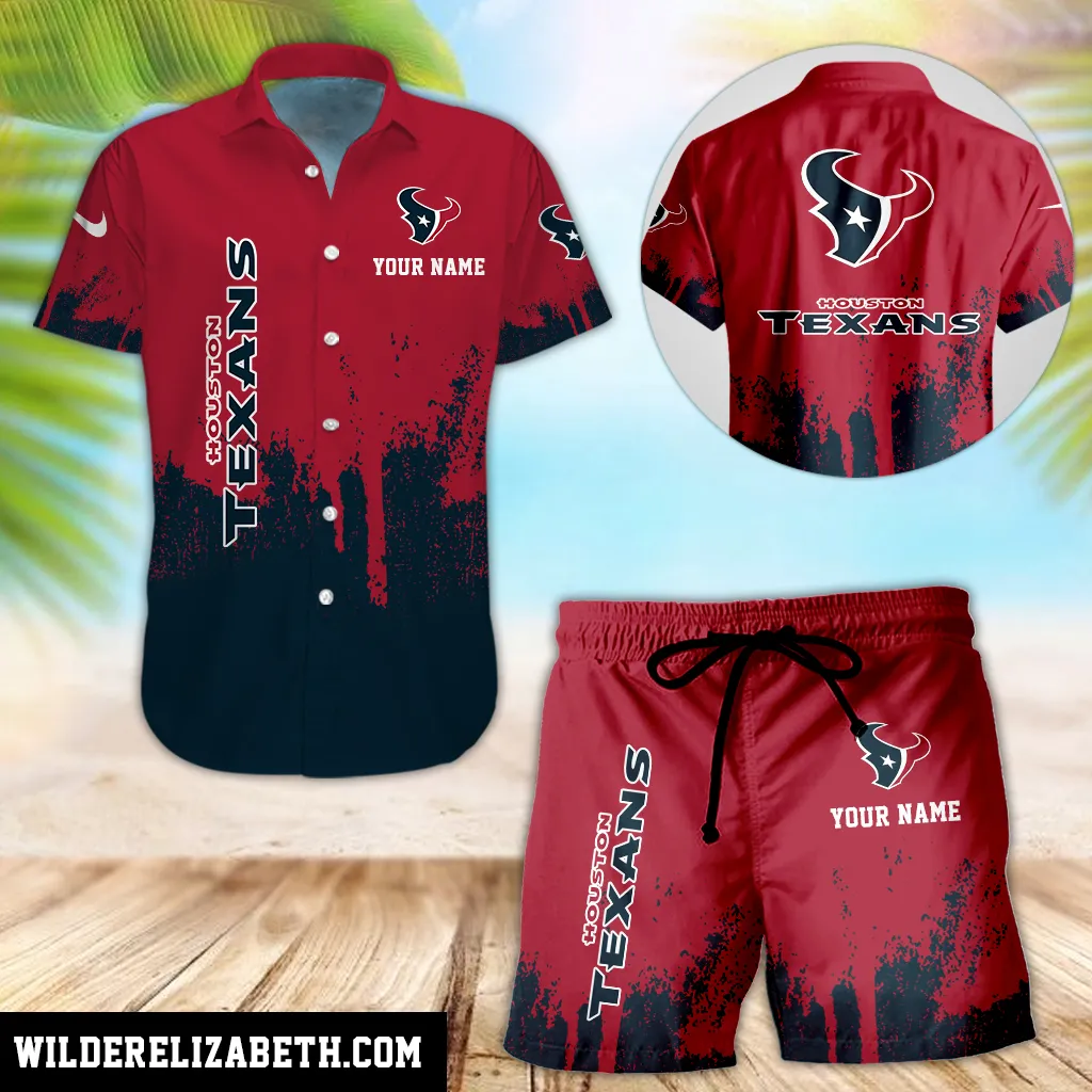 Houston Texans Hawaiian shirt and shorts set, hawaiian shirt short set, Houston Texans Hawaiian shirt PE09 Gift For Sport Music Fans