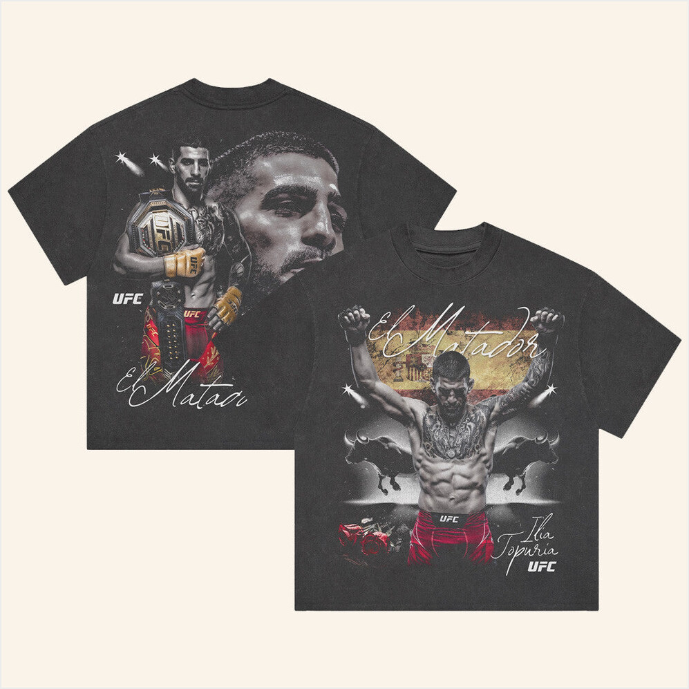 Ilia Topuria Bull Fight Black T-Shirt Fanatics Merch Fan Merch Birthday Gifts For Husband