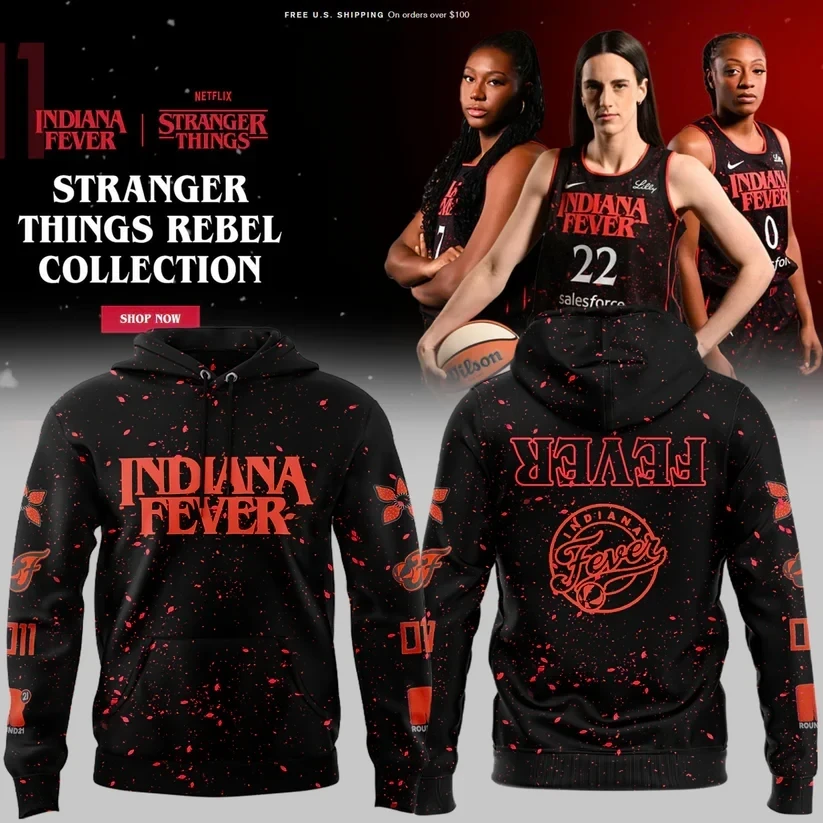 Indiana Fever X Stranger Things Rebel Swingman 2025 Hoodie Fan Merch