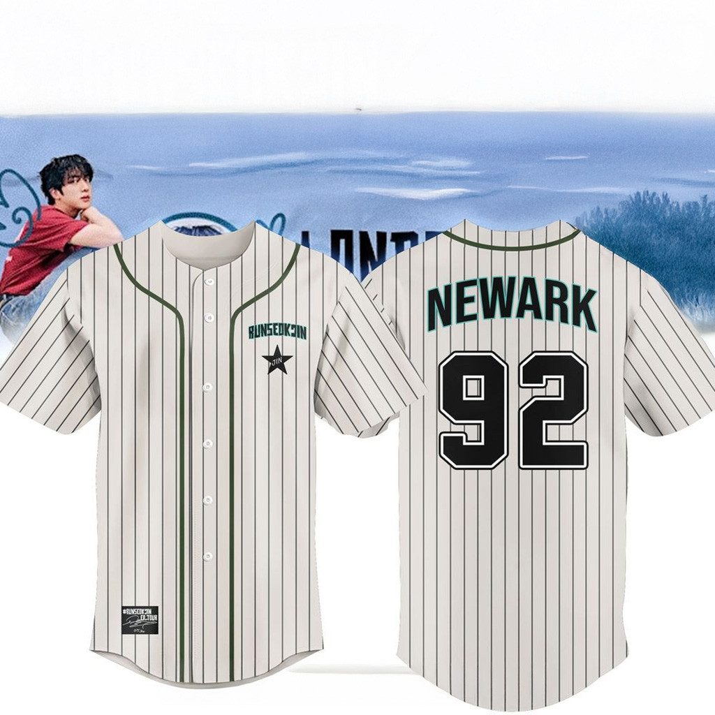 Jin BTS RUN SEOKJIN EP Tour x Newark 2025 Baseball Jersey BTS Merch Fans Gift Ideas