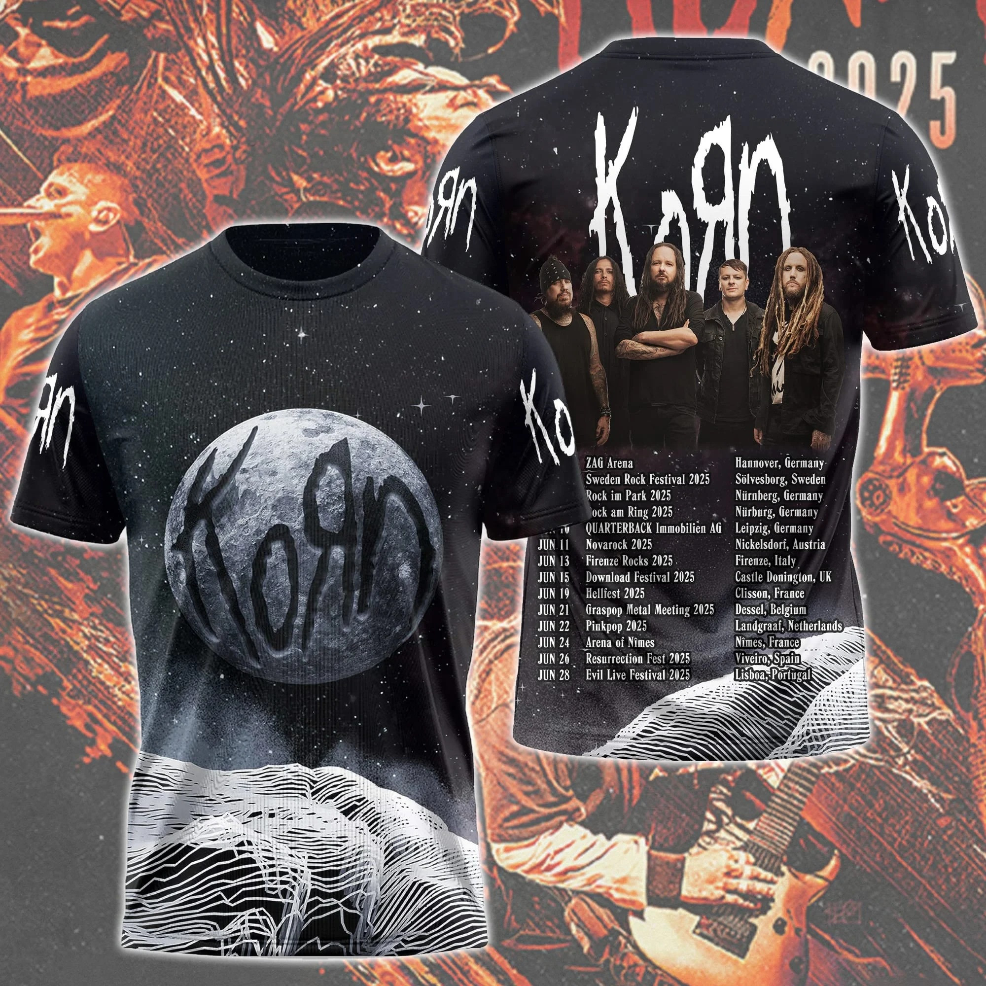 Korn Rock Band Tour 2025 T-Shirt Music Lover Gift Ideas For Him